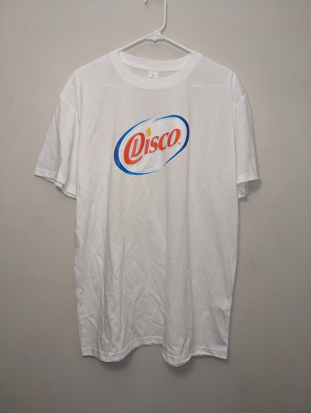 Disco crisco Logo White Graphic Cotton T-Shirt